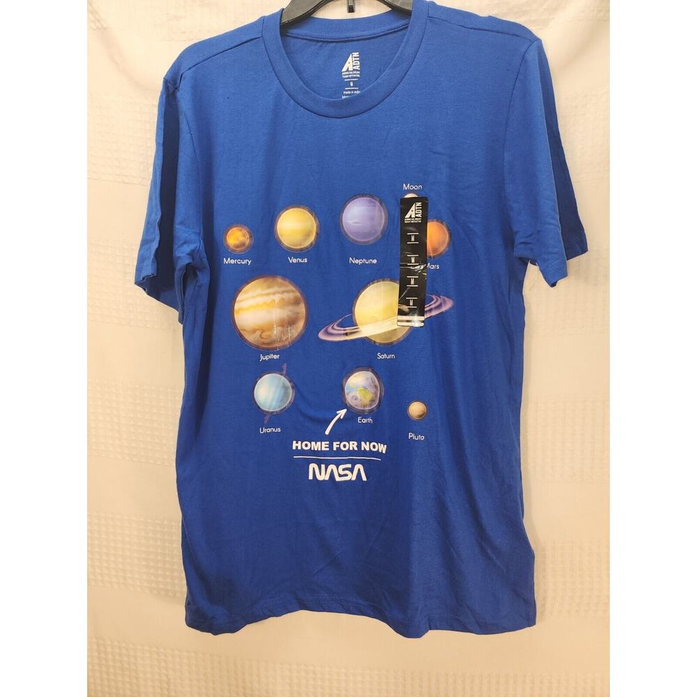 NASA Solar Tshirt Large Blue Planets Short Sleeve Mens ADTN 100% Cotton